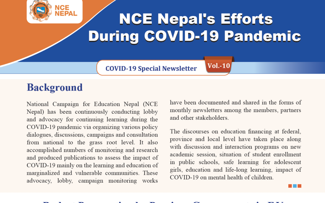 NCE Nepal’s Efforts During COVID-19, Pandemic COVID-19 Special Newsletter Volume 10